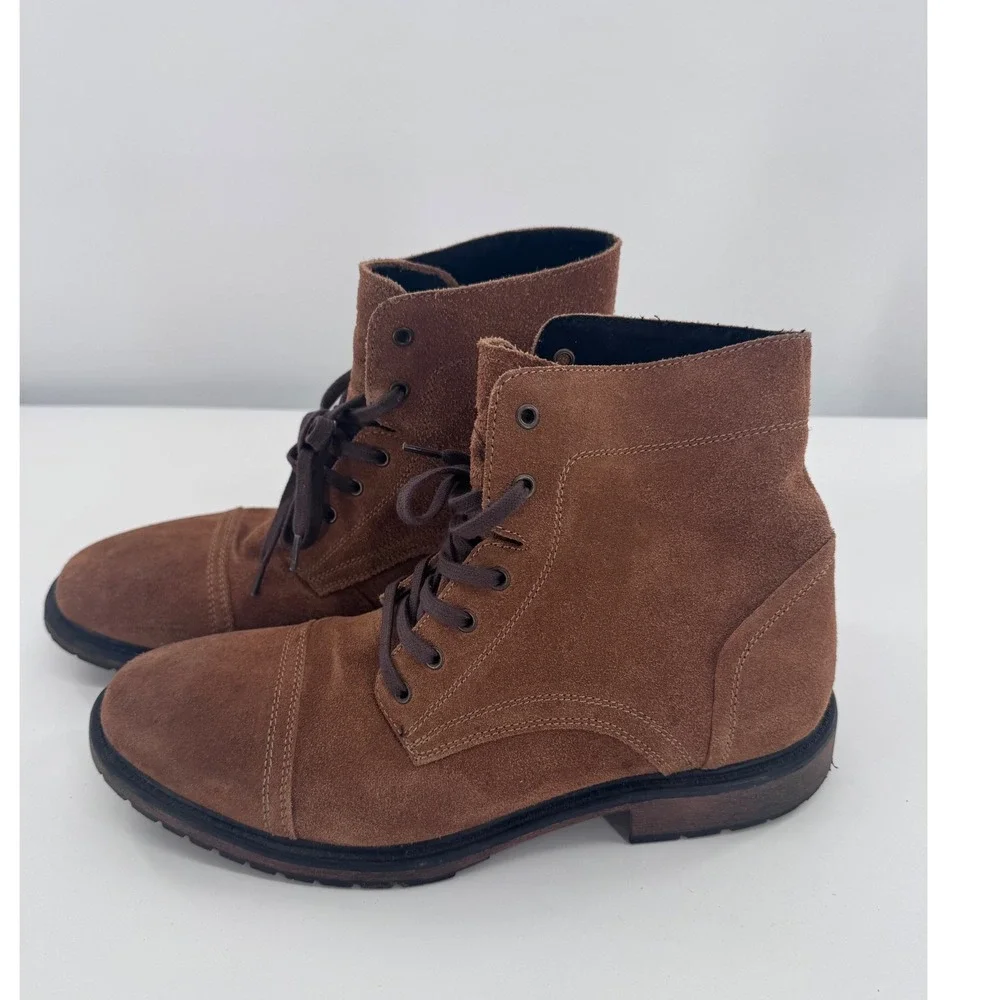 G.H. Bass Macbeth Suede Boots‎ Mens 10.5 Brown Cap Toe Lace Up Shoe